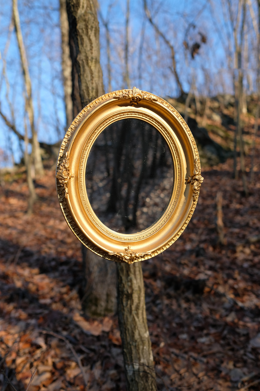 Vintage Oval-Framed Gilt Coat Mirror
