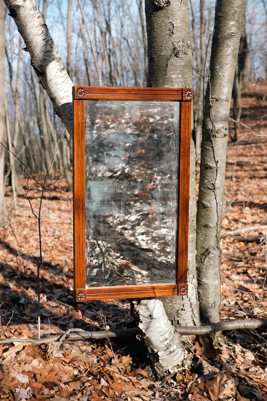 Antique Hand-Carved Oak Frame Mirror